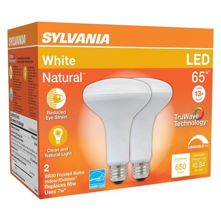 Sylvania Natural BR30 E26 (Medium) LED Floodlight Bulb Cool White 65 W , 2PK 40831